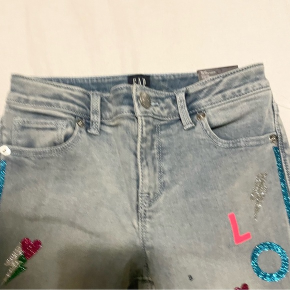 Gap Kids Glitter Graphic Skinny Jeans with Stretch Size 8 - Picture 7 of 16
